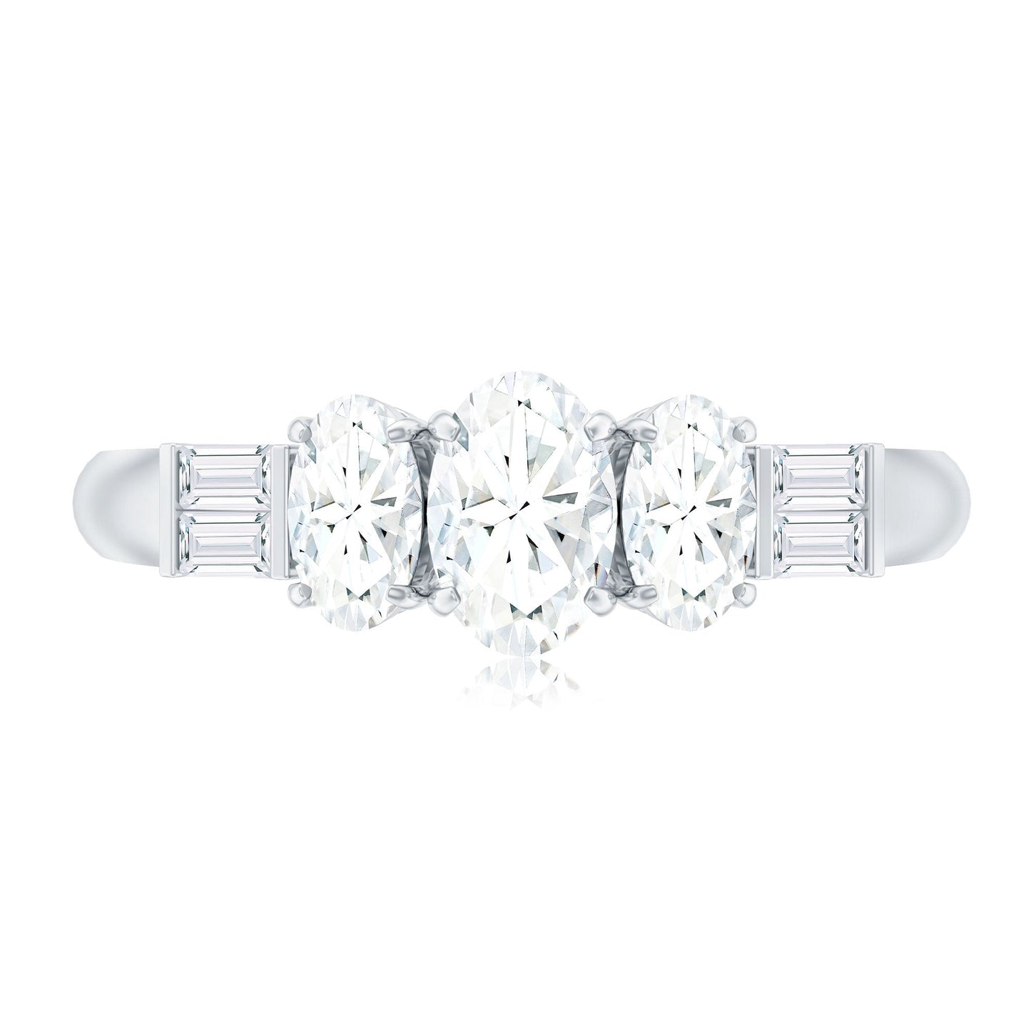 Oval Moissanite Three Stone Anniversary Ring for Women