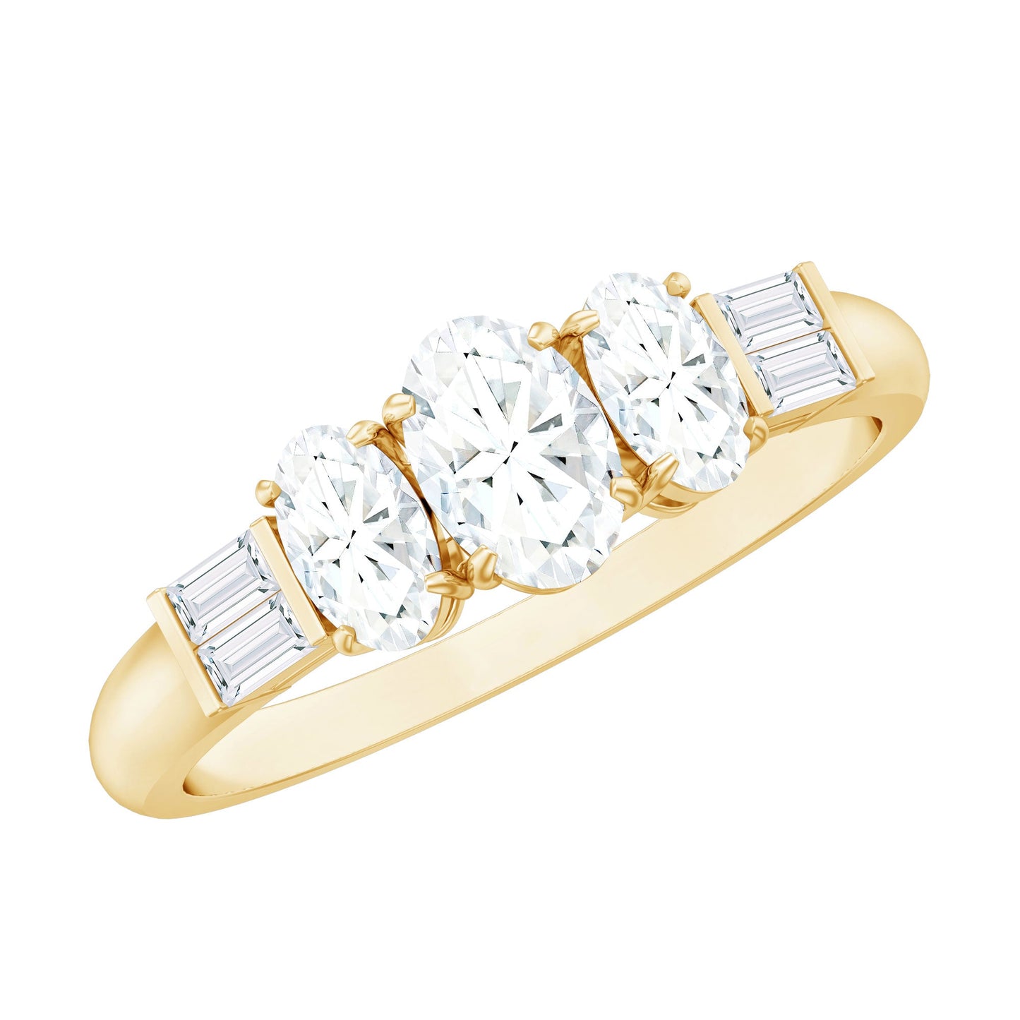 Oval Moissanite Three Stone Anniversary Ring for Women