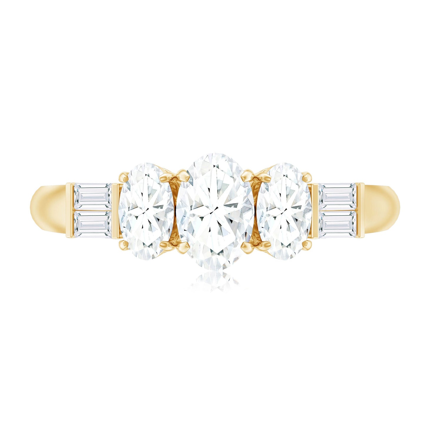 Oval Moissanite Three Stone Anniversary Ring for Women