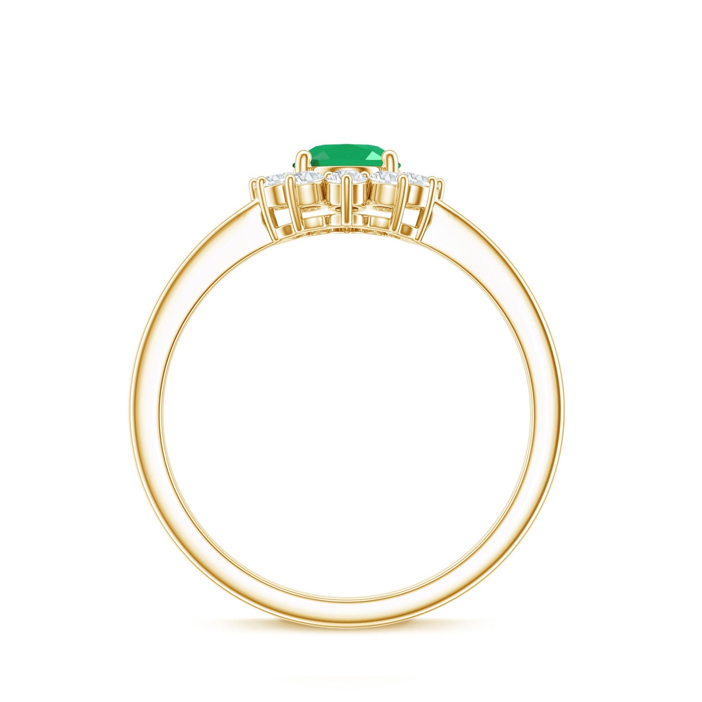 Natural 0.7 Carat Emerald Oval Engagement Ring with Diamond Halo
