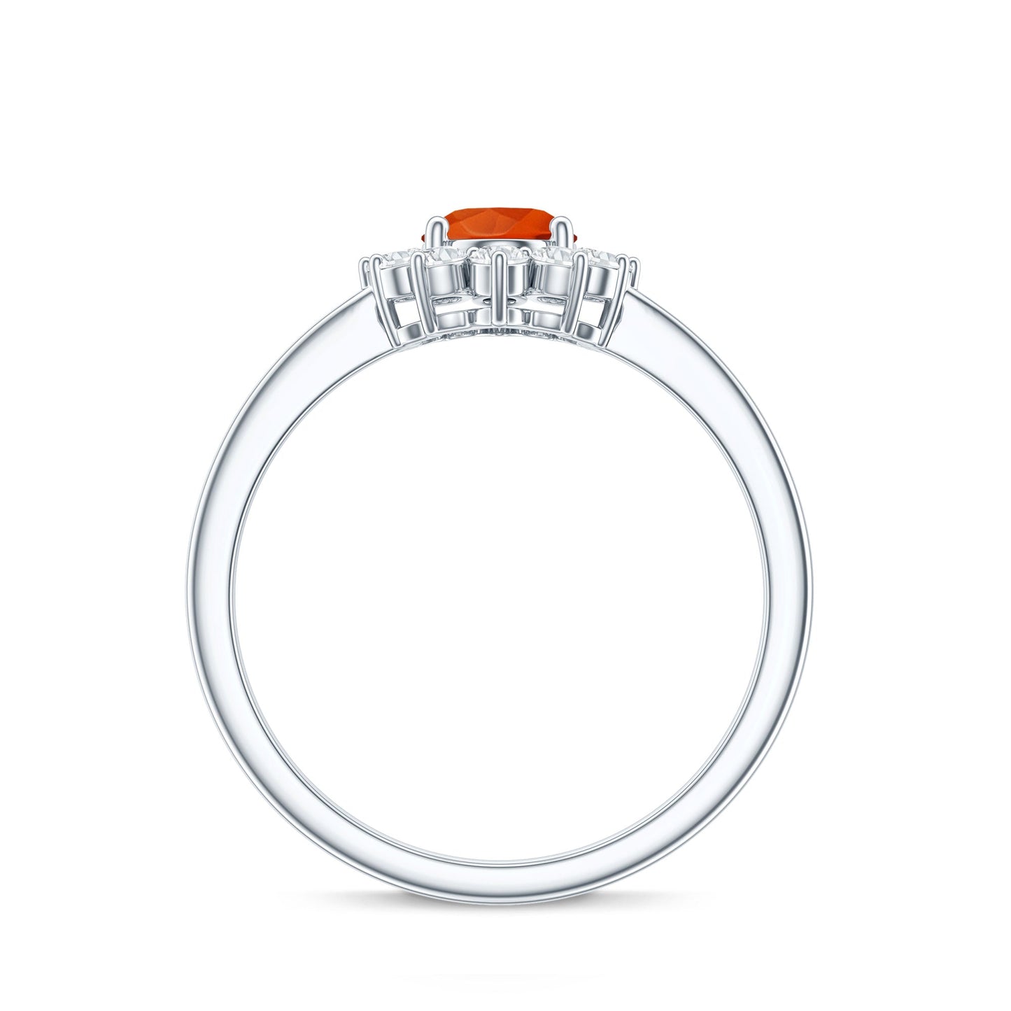0.6 Carat Princess Diana Inspired Fire Opal and Diamond Engagement Ring