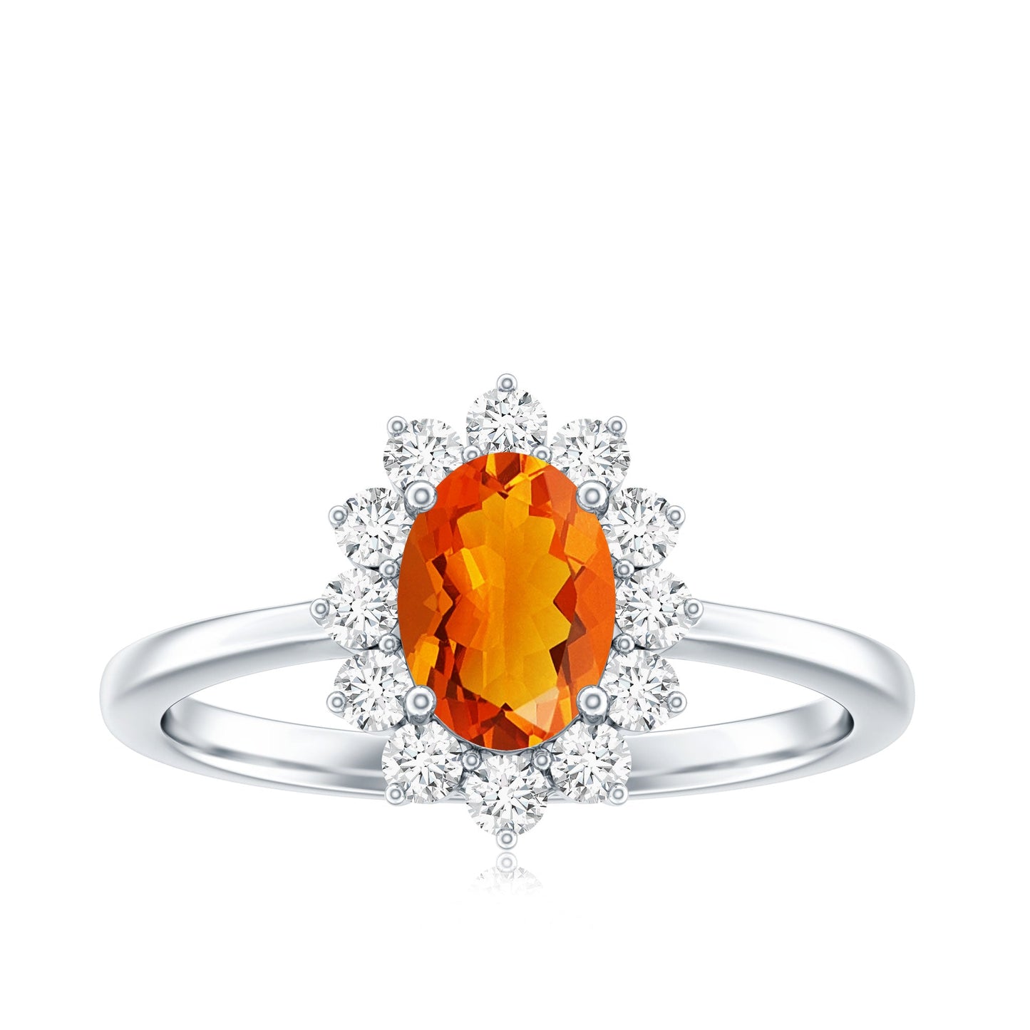 0.6 Carat Princess Diana Inspired Fire Opal and Diamond Engagement Ring