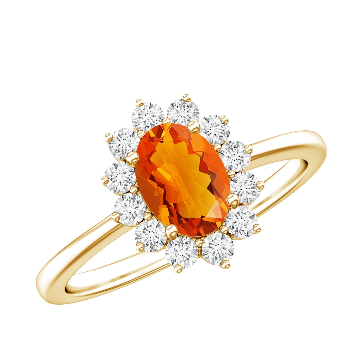 0.6 Carat Princess Diana Inspired Fire Opal and Diamond Engagement Ring
