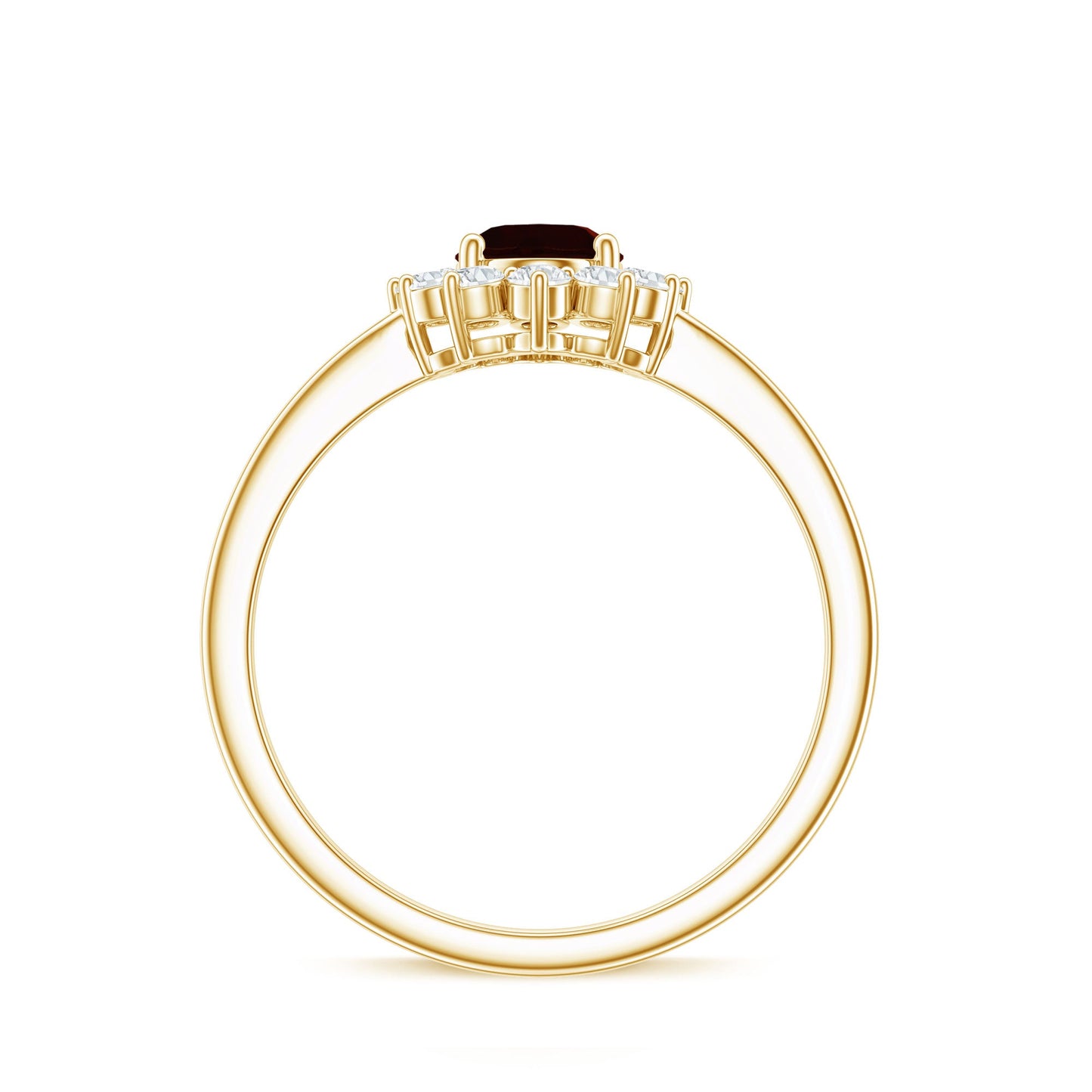 Natural 1.5 Carat Garnet Oblong Engagement Ring with Diamond Halo