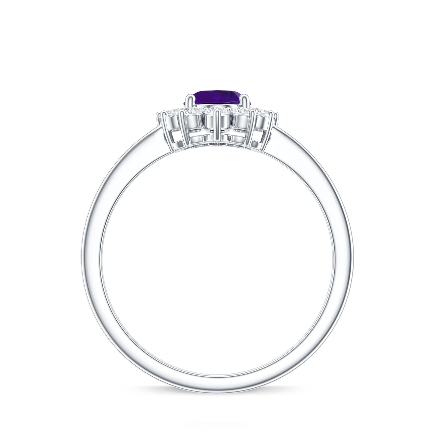 1 Carat Princess Diana Inspired Amethyst Engagement Ring Diamond Halo