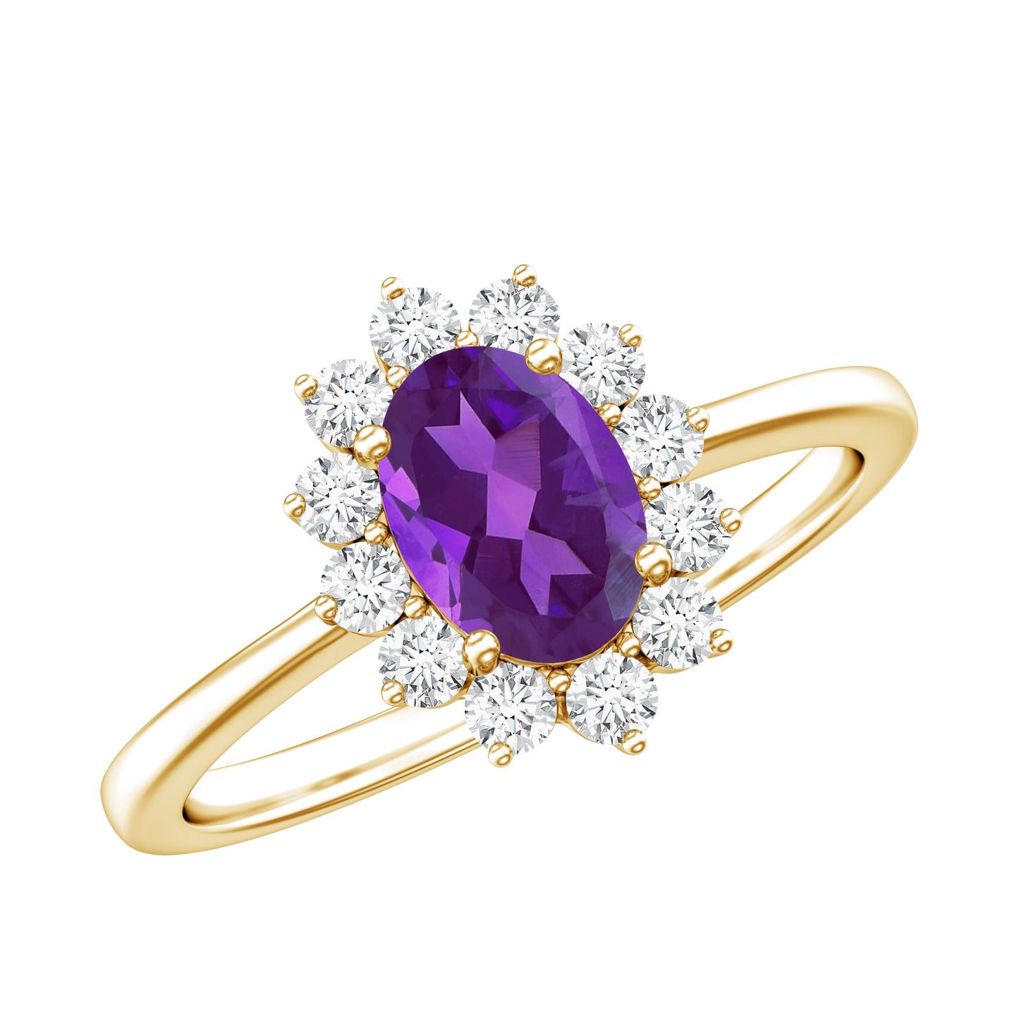 1 Carat Princess Diana Inspired Amethyst Engagement Ring Diamond Halo