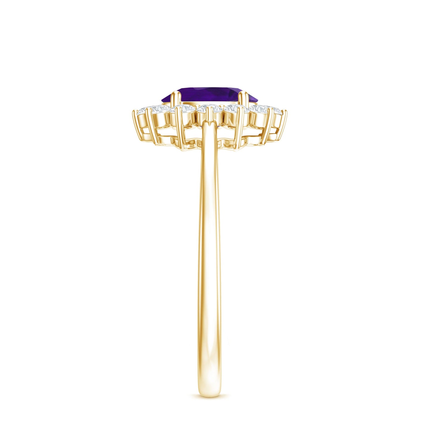 1 Carat Princess Diana Inspired Amethyst Engagement Ring Diamond Halo