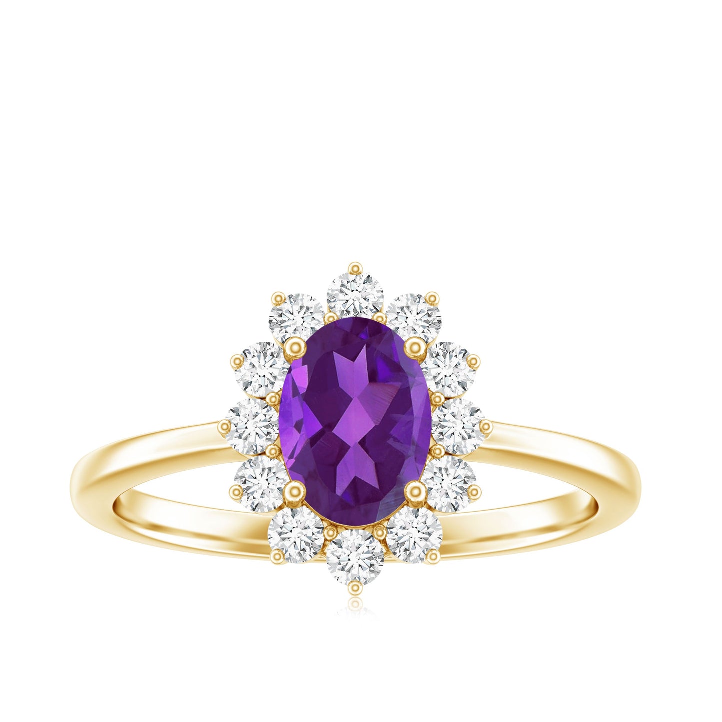1 Carat Princess Diana Inspired Amethyst Engagement Ring Diamond Halo