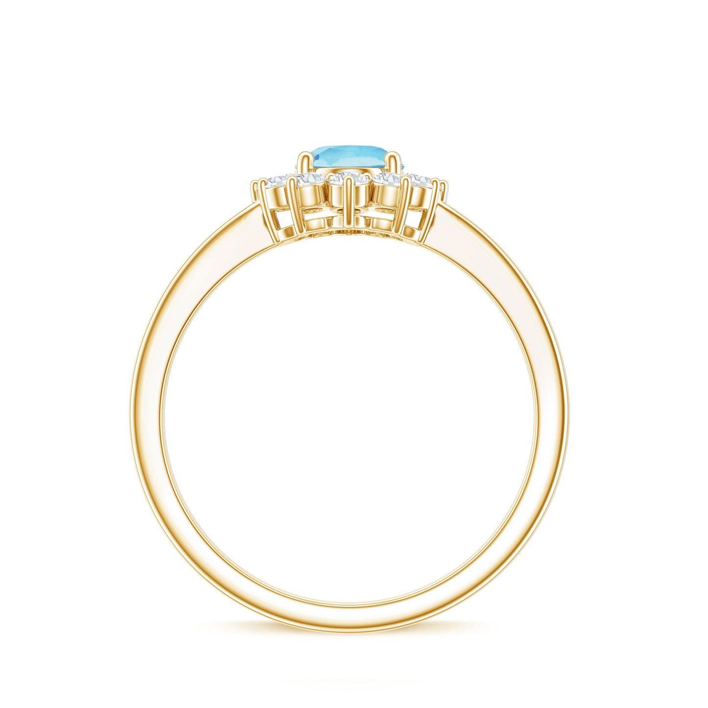 Natural 1 Carat Aquamarine Oval Engagement Ring with Diamond Halo