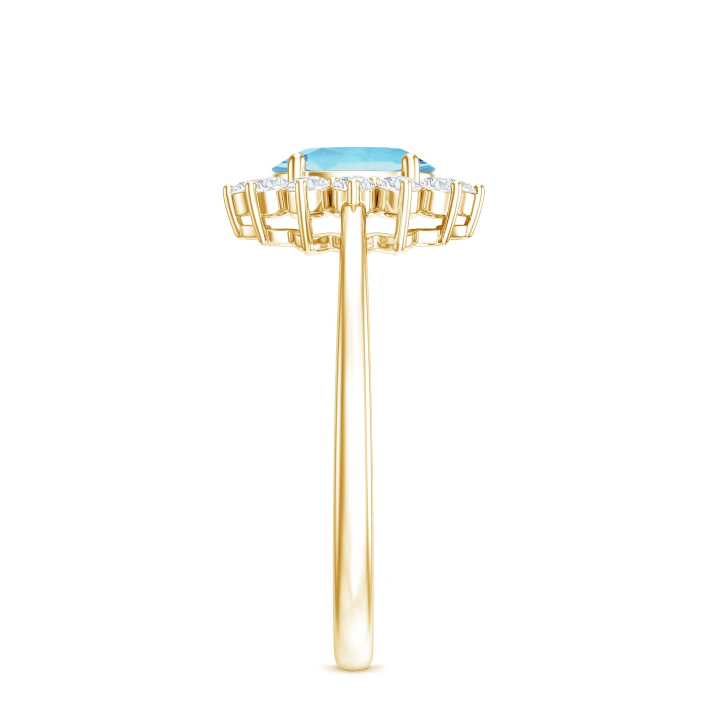 Natural 1 Carat Aquamarine Oval Engagement Ring with Diamond Halo
