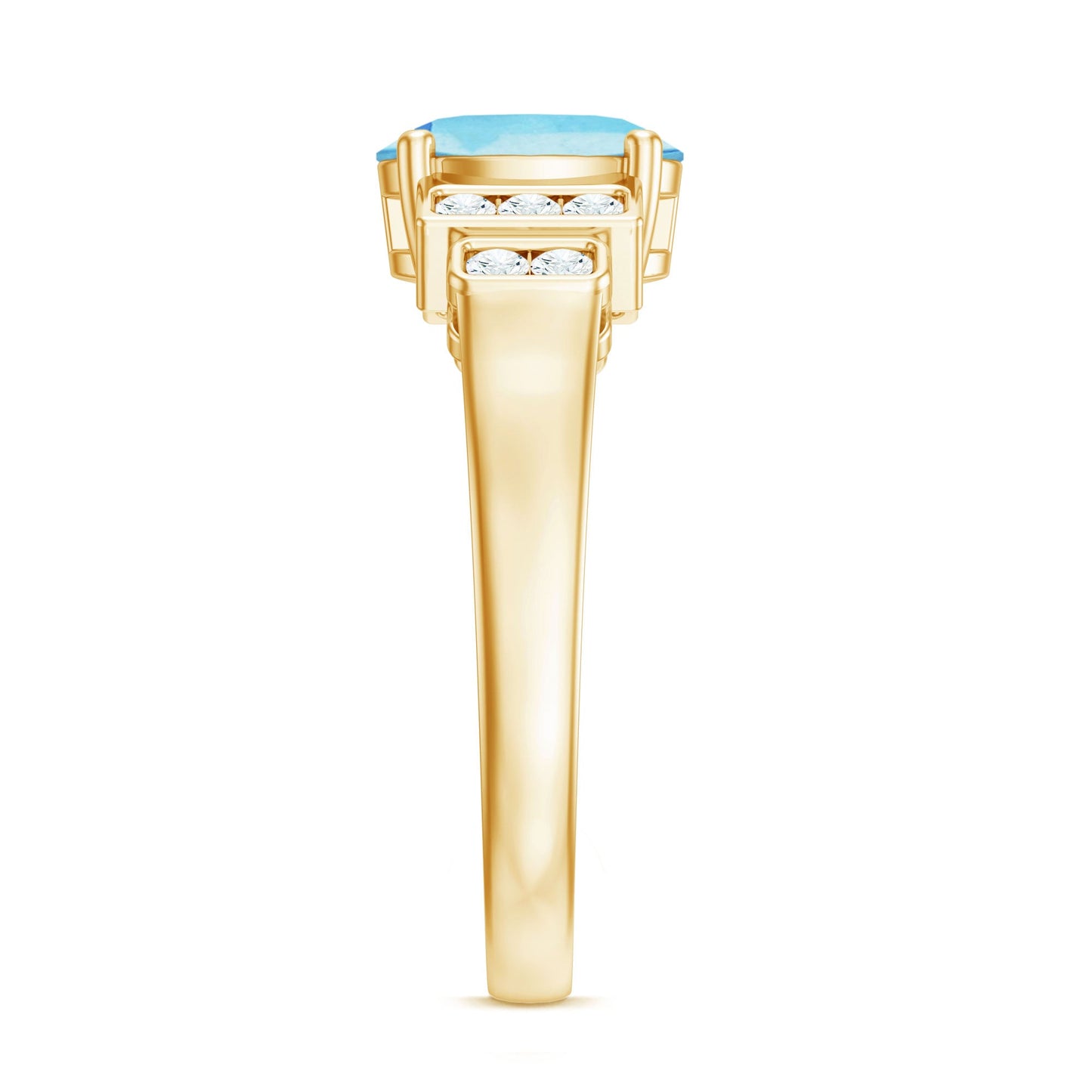 Real 1 Carat Aquamarine Statement Engagement Ring with Diamond