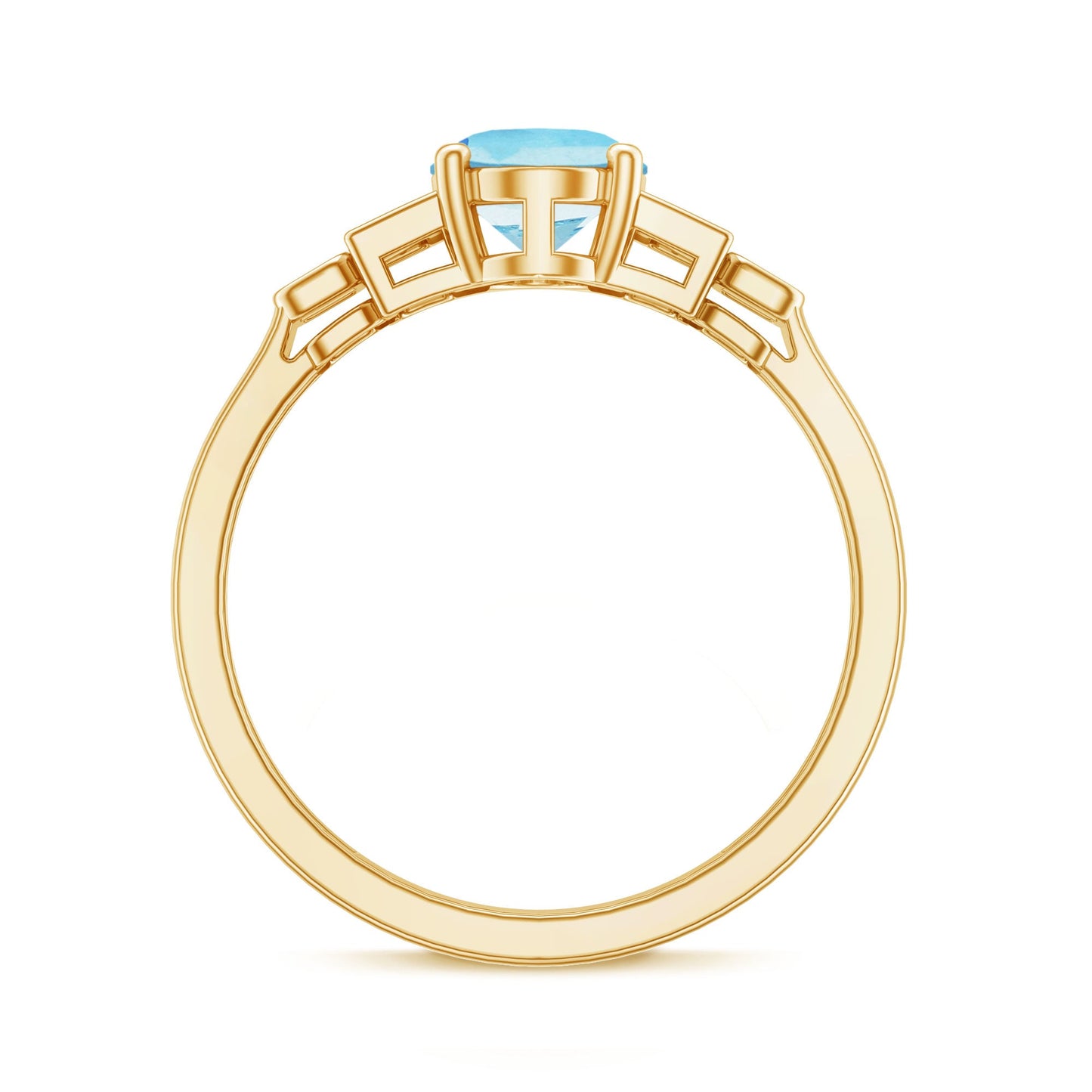 Real 1 Carat Aquamarine Statement Engagement Ring with Diamond