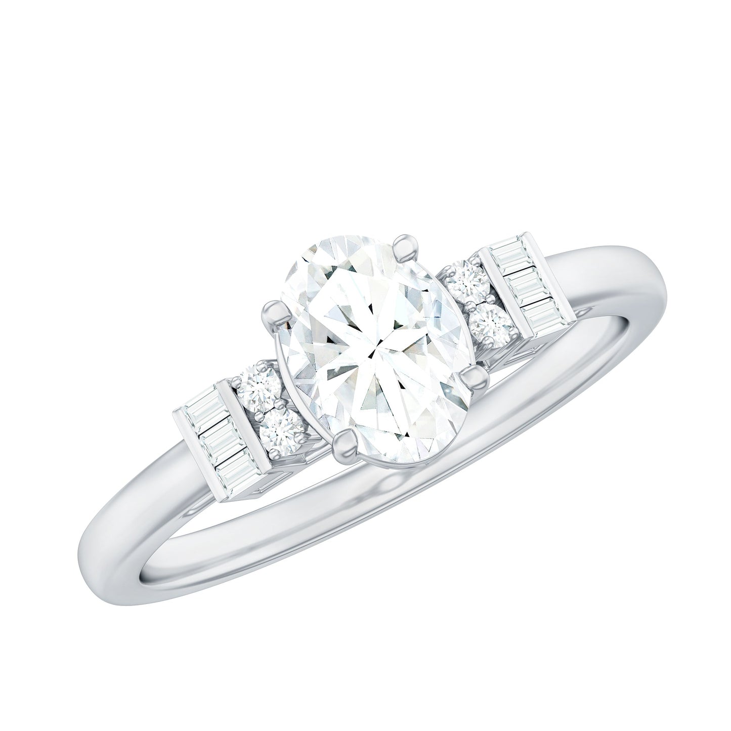 Oval Shaped Moissanite Engagement Ring with Certificate