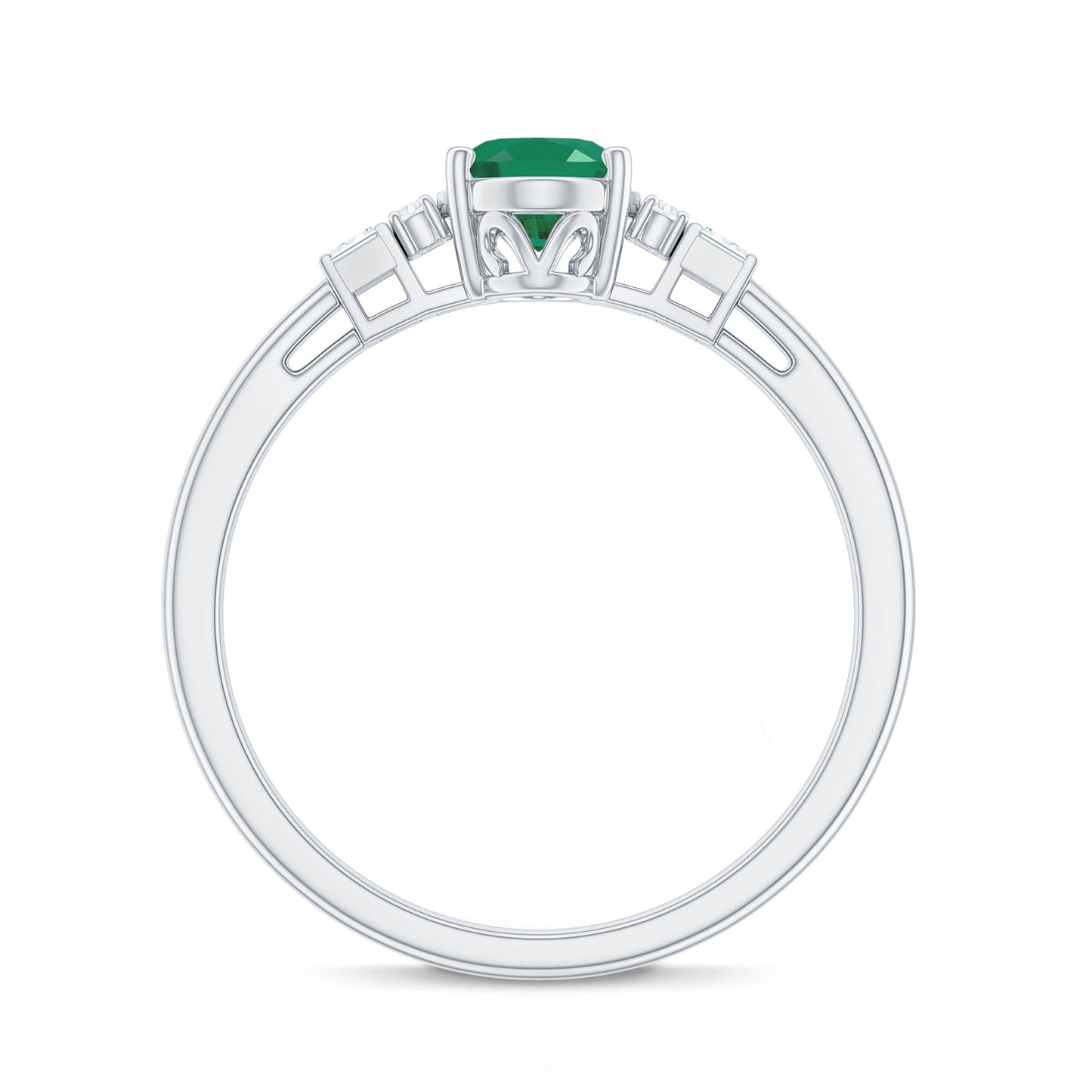 Natural Emerald and Diamond Engagement Ring for Her