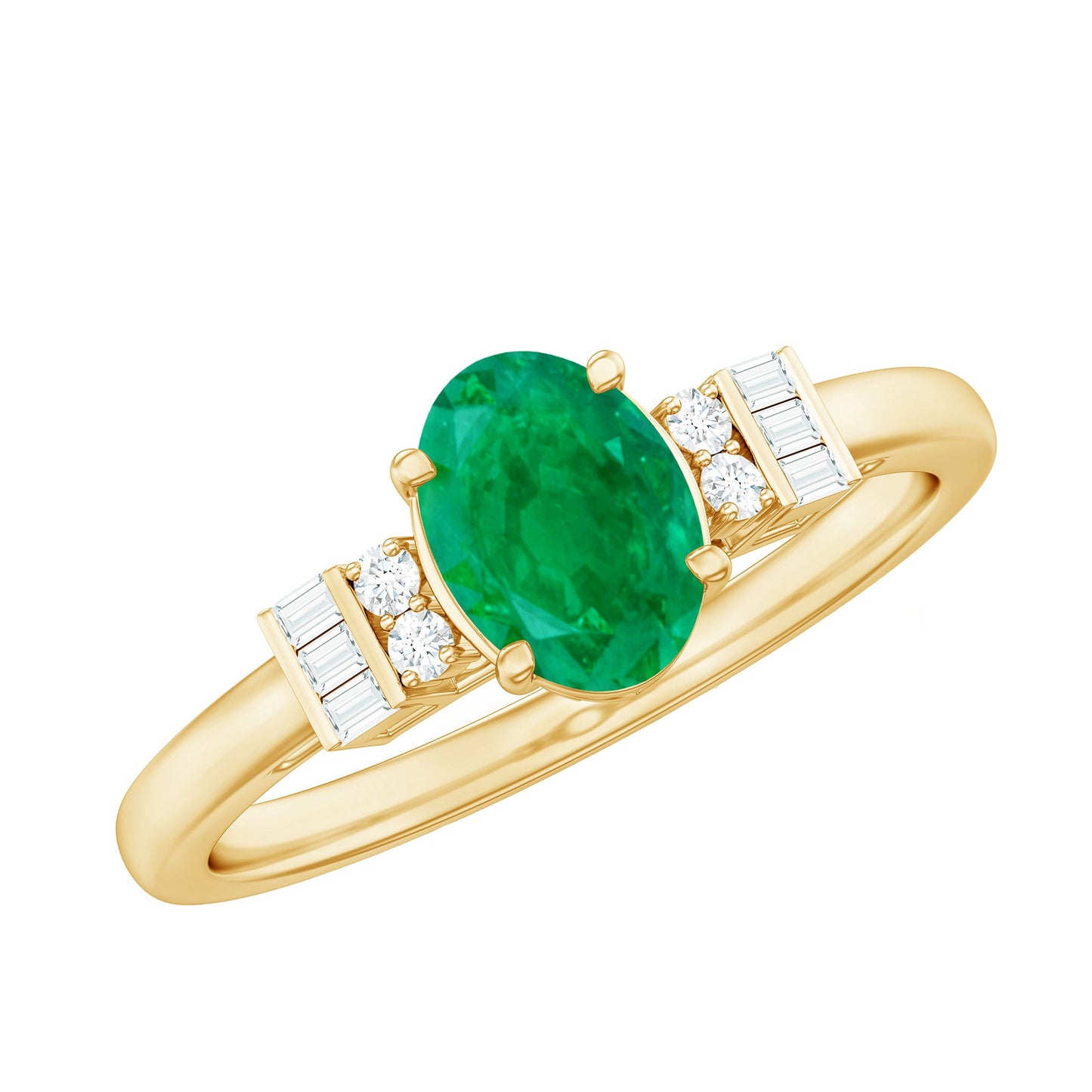 Natural Emerald and Diamond Engagement Ring for Her