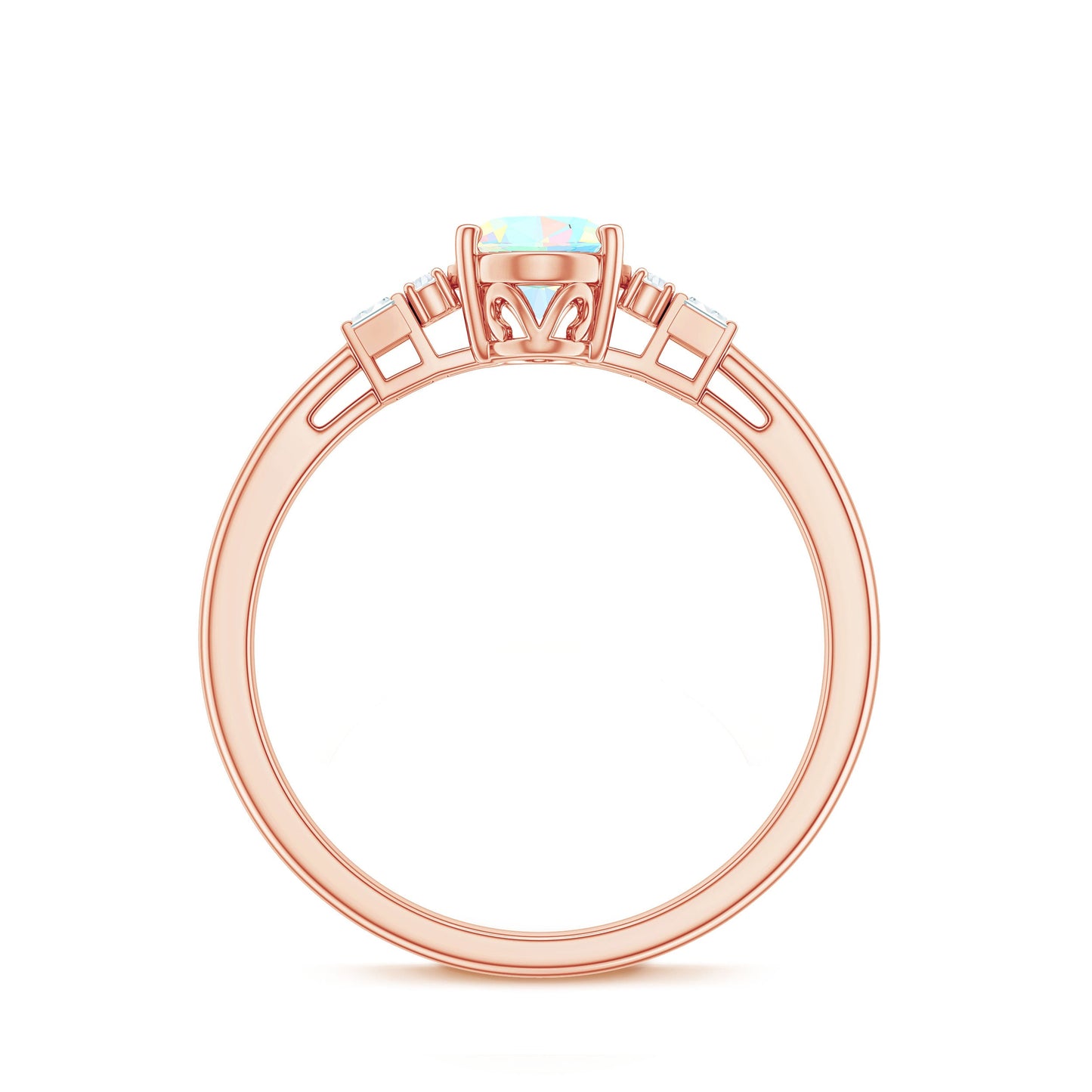 Certified Real 0.9 Carat Opalescent Oval Engagement Ring with Diamond