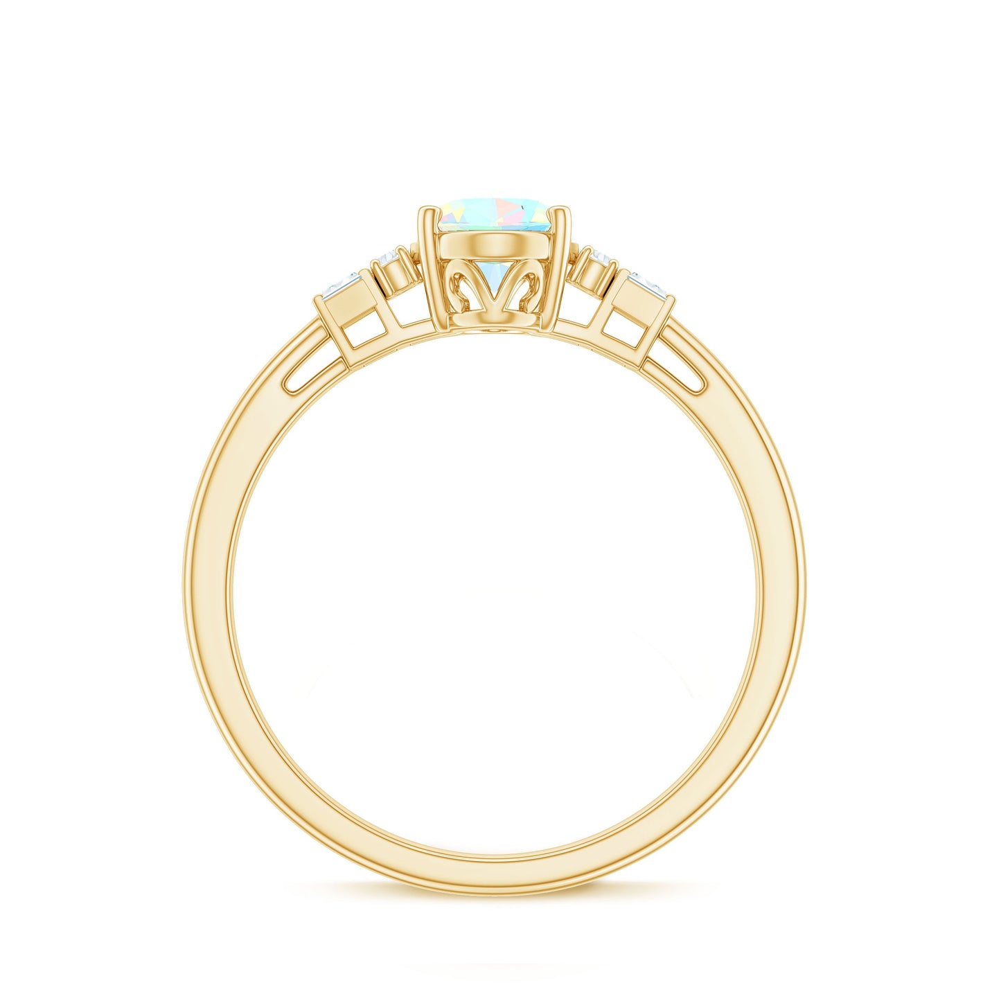 Certified Real 0.9 Carat Opalescent Oval Engagement Ring with Diamond
