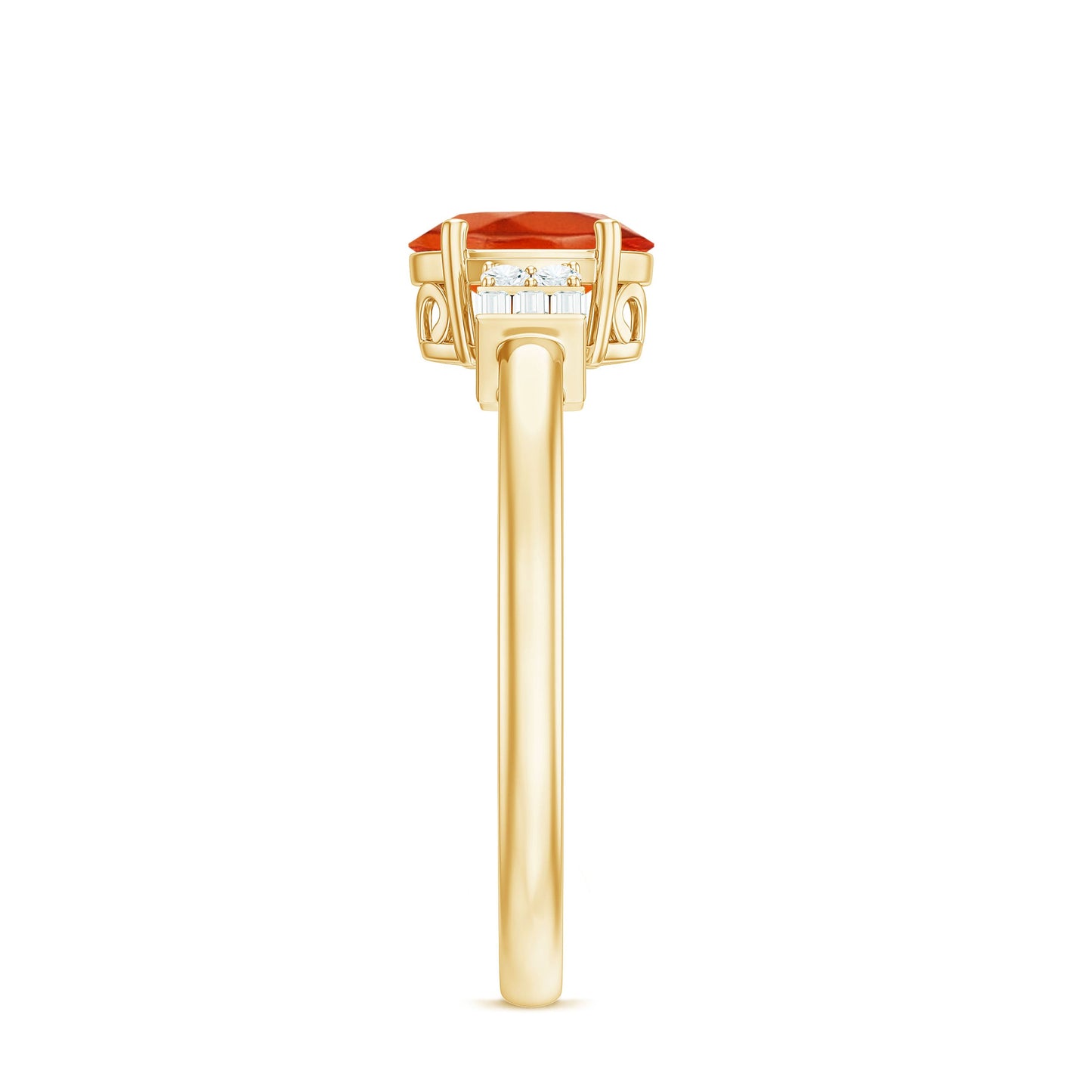 0.6 Carat Natural Oval Cut Fire Opal Classic Engagement Ring with Diamond
