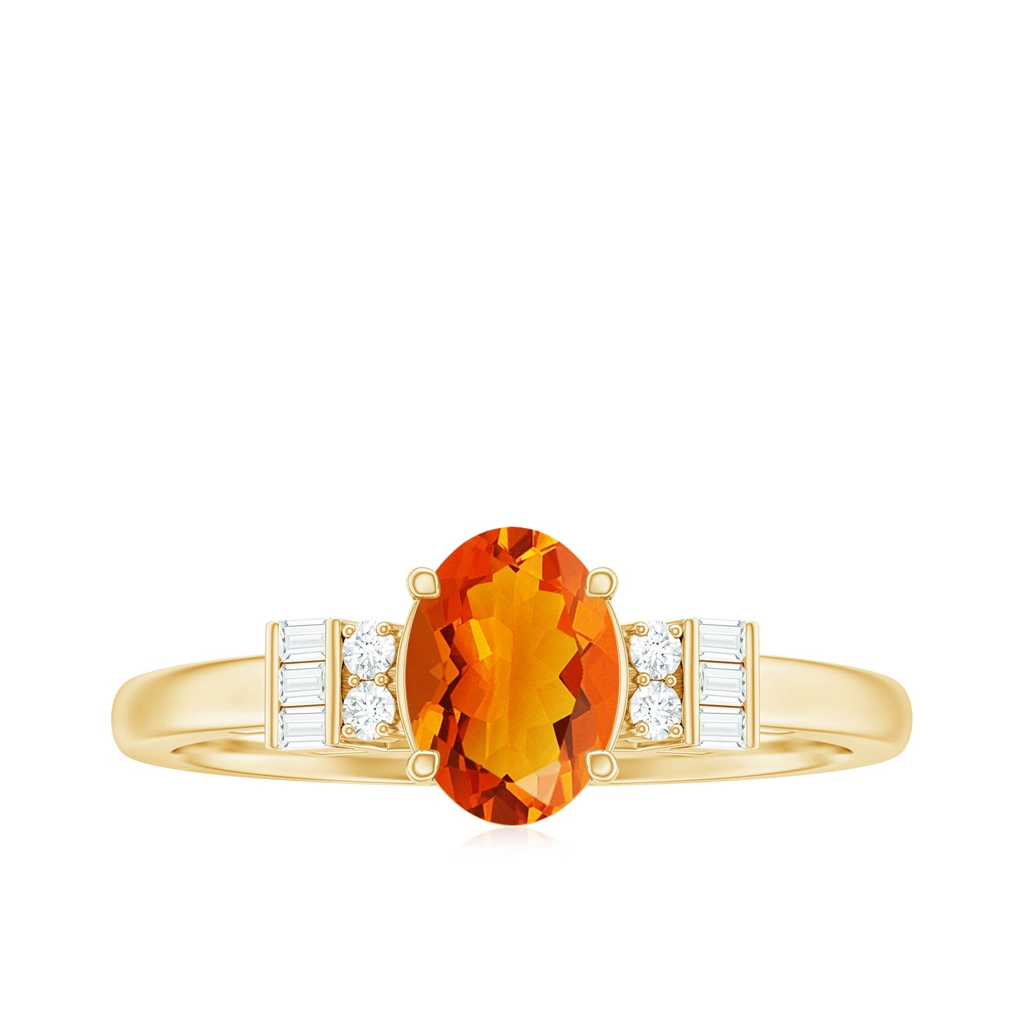 0.6 Carat Natural Oval Cut Fire Opal Classic Engagement Ring with Diamond