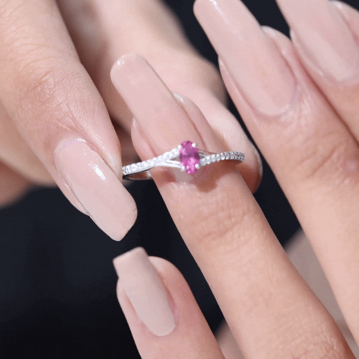 0.42 Carat Lab Grown Ruby and Diamond Solitaire Ring with Split Shank