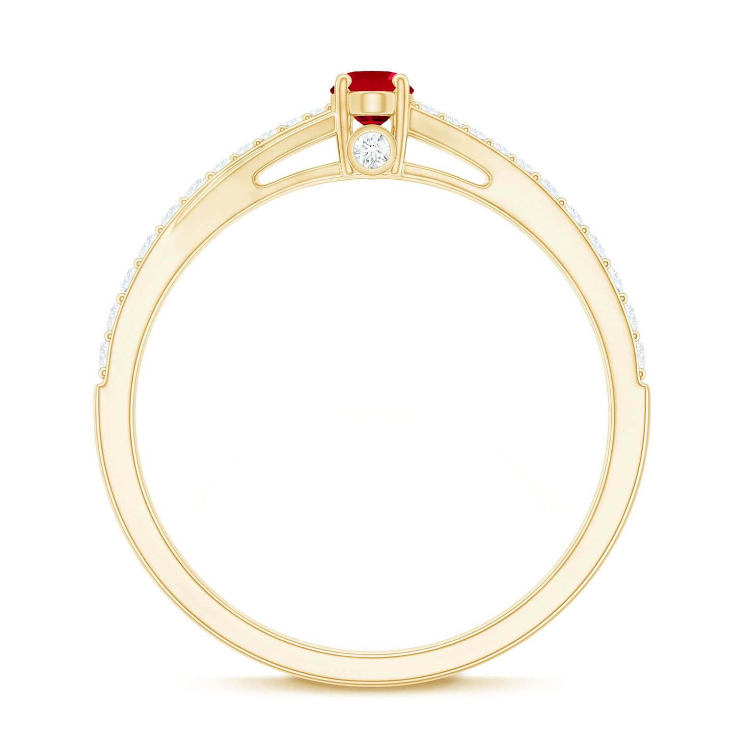 0.42 Carat Lab Grown Ruby and Diamond Solitaire Ring with Split Shank