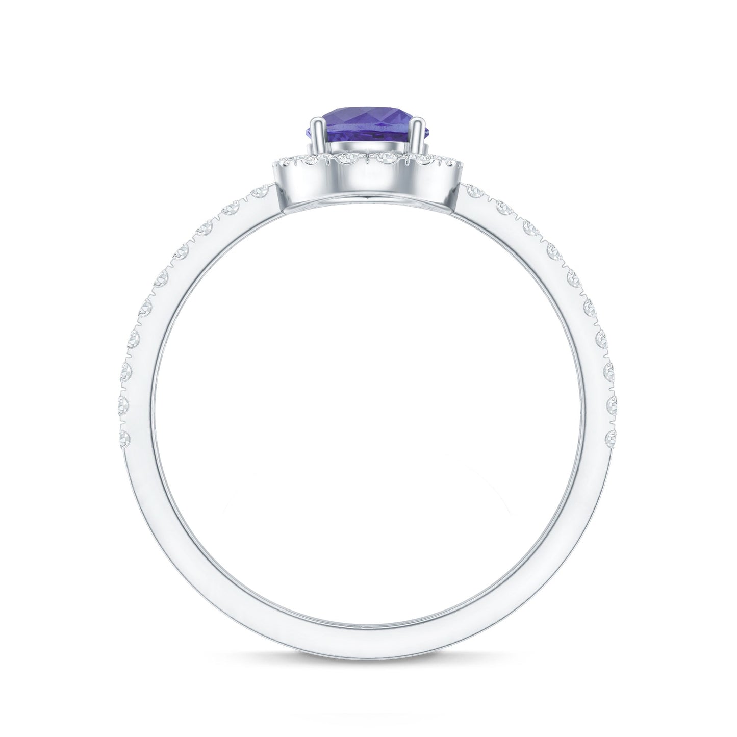 Real 0.84 Carat Tanzanite Teardrop Engagement Ring with Diamond Halo