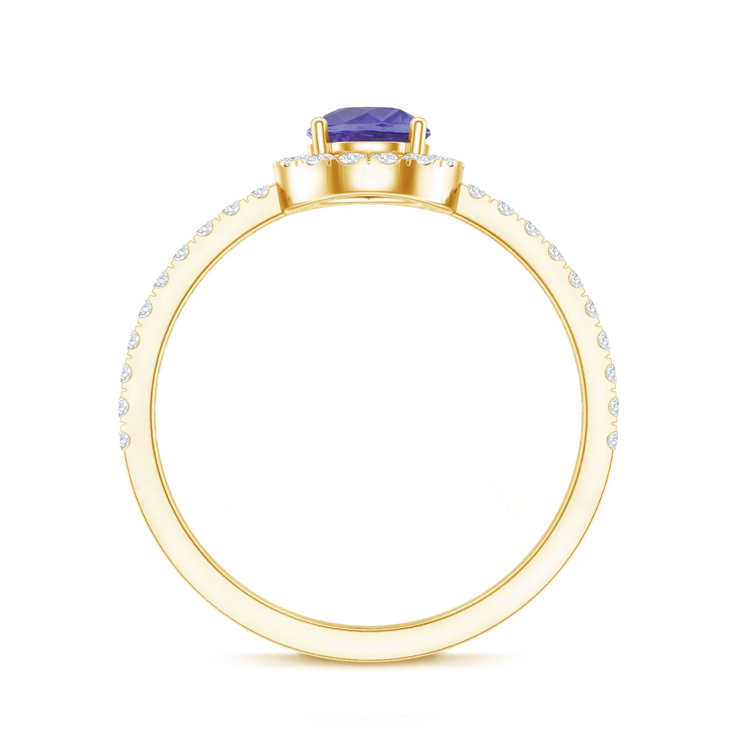 Real 0.84 Carat Tanzanite Teardrop Engagement Ring with Diamond Halo