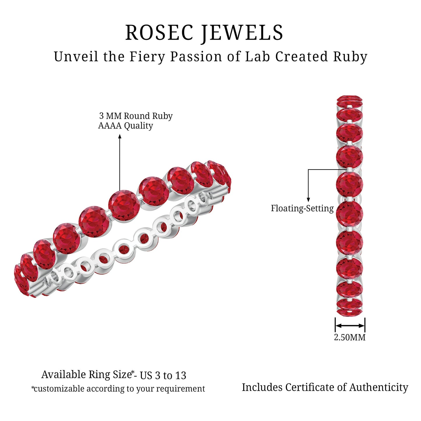 Certified Lab Created Ruby Eternity Wedding Band for Women