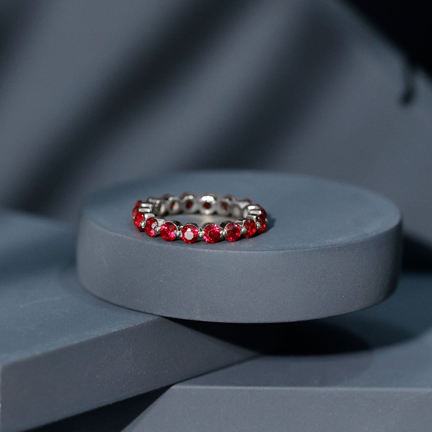 Certified Lab Created Ruby Eternity Wedding Band for Women