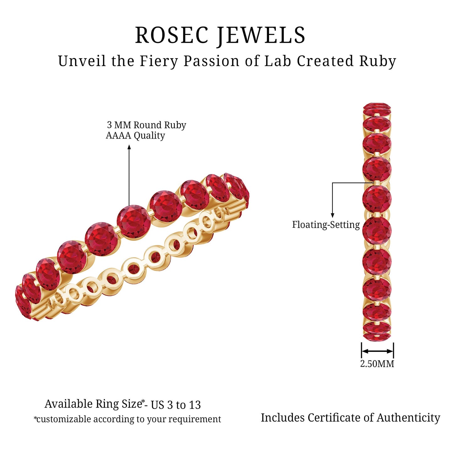 Certified Lab Created Ruby Eternity Wedding Band for Women