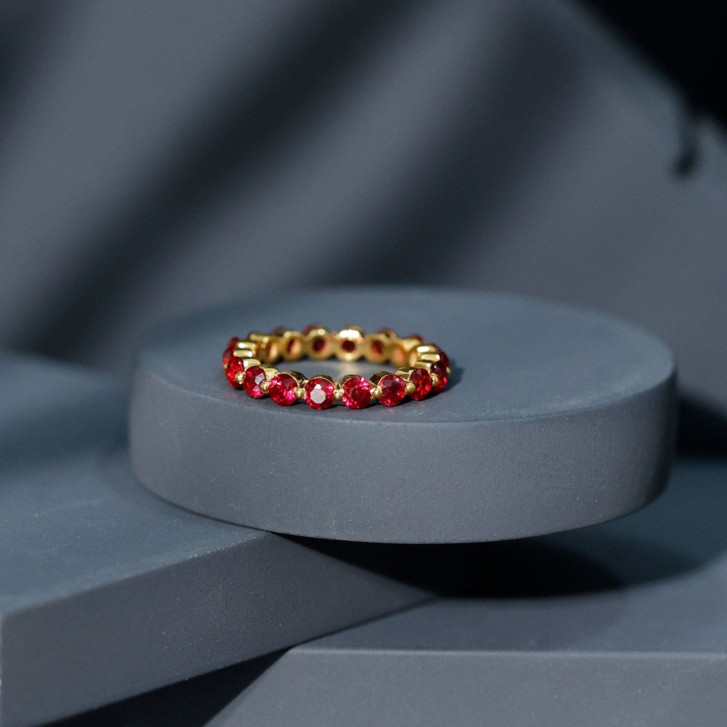 Certified Lab Created Ruby Eternity Wedding Band for Women