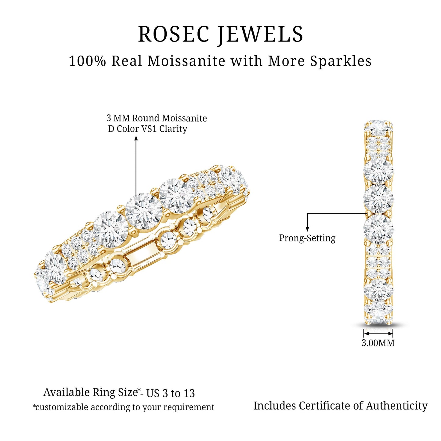 Designer Round Moissanite Full Eternity Ring for Women