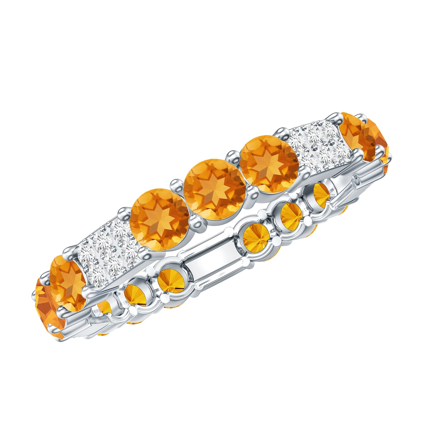 Natural Citrine Diamond Eternity Wedding Band