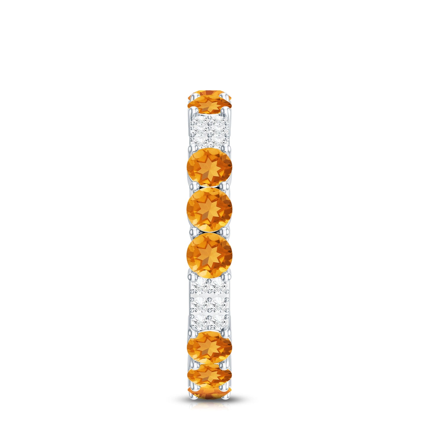 Natural Citrine Diamond Eternity Wedding Band