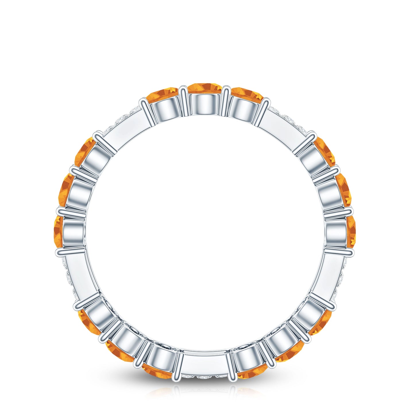 Natural Citrine Diamond Eternity Wedding Band