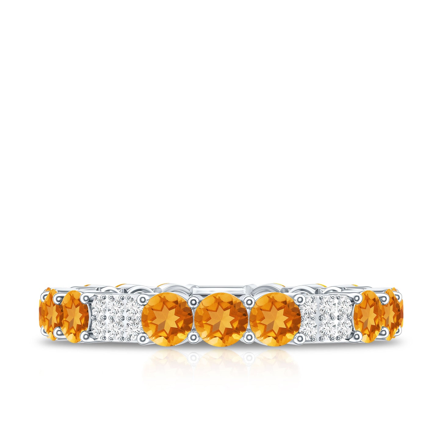Natural Citrine Diamond Eternity Wedding Band