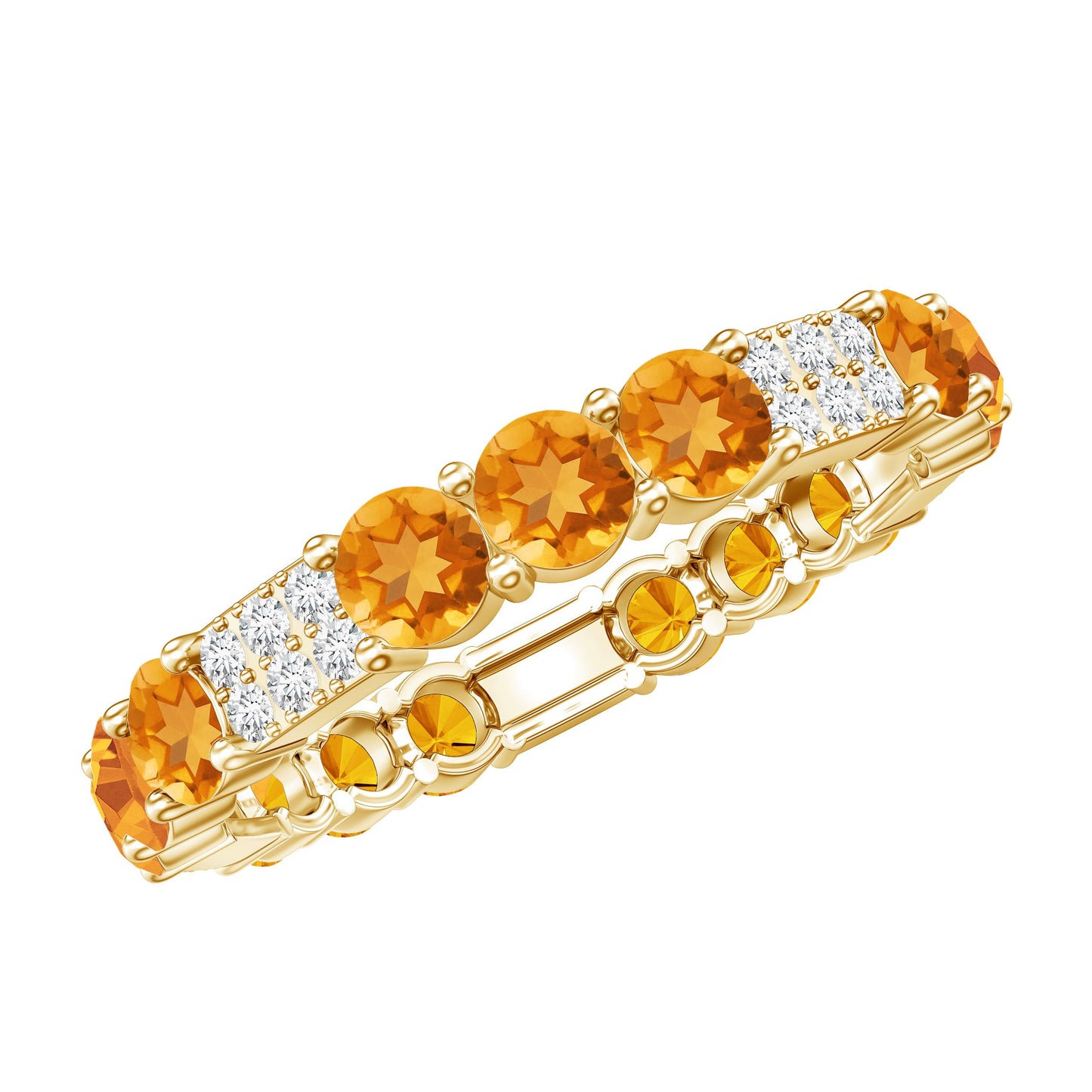 Natural Citrine Diamond Eternity Wedding Band