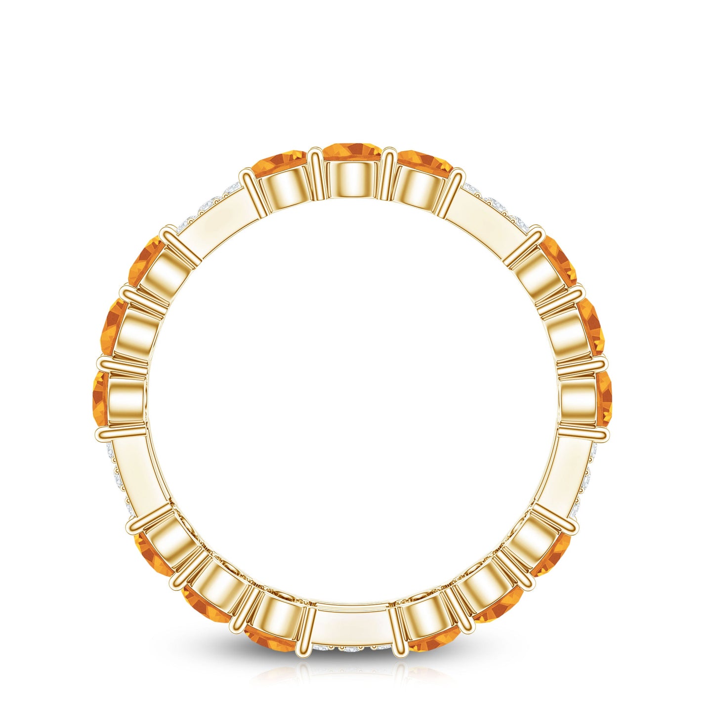 Natural Citrine Diamond Eternity Wedding Band