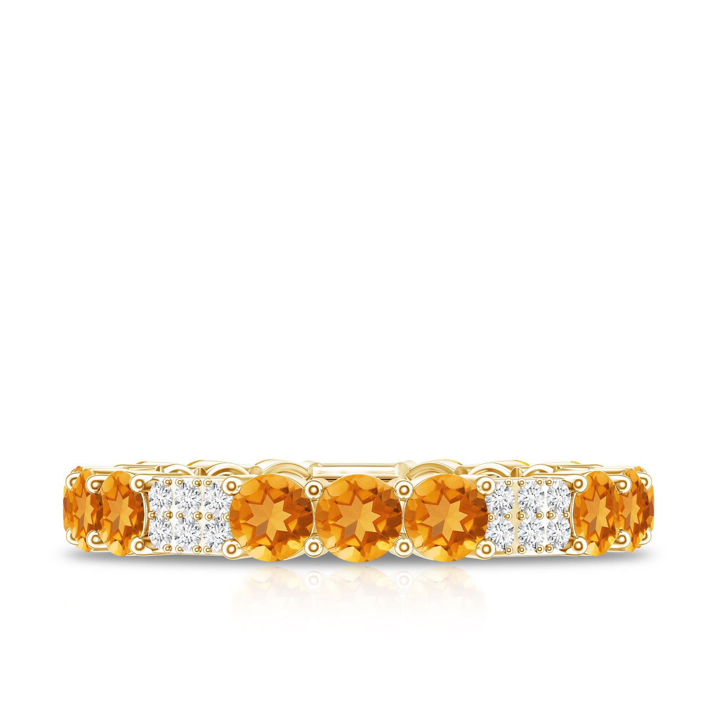 Natural Citrine Diamond Eternity Wedding Band