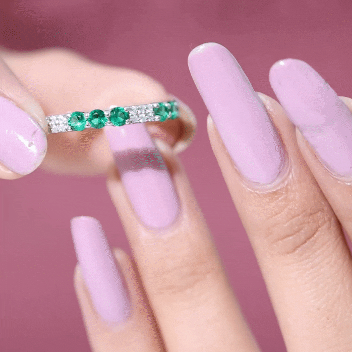 Certified Lab Grown Emerald Diamond Eternity Wedding Band