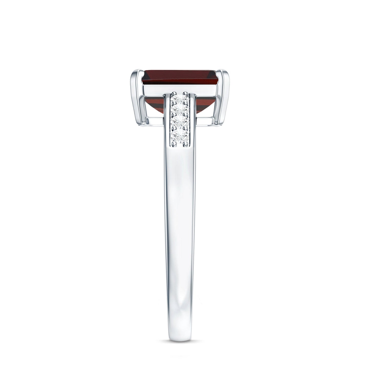 Certified Natural 2 Carat Garnet Emerald Cut Engagement Ring with Diamond