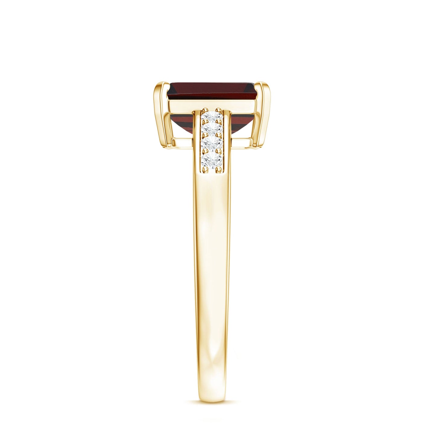 Certified Natural 2 Carat Garnet Emerald Cut Engagement Ring with Diamond
