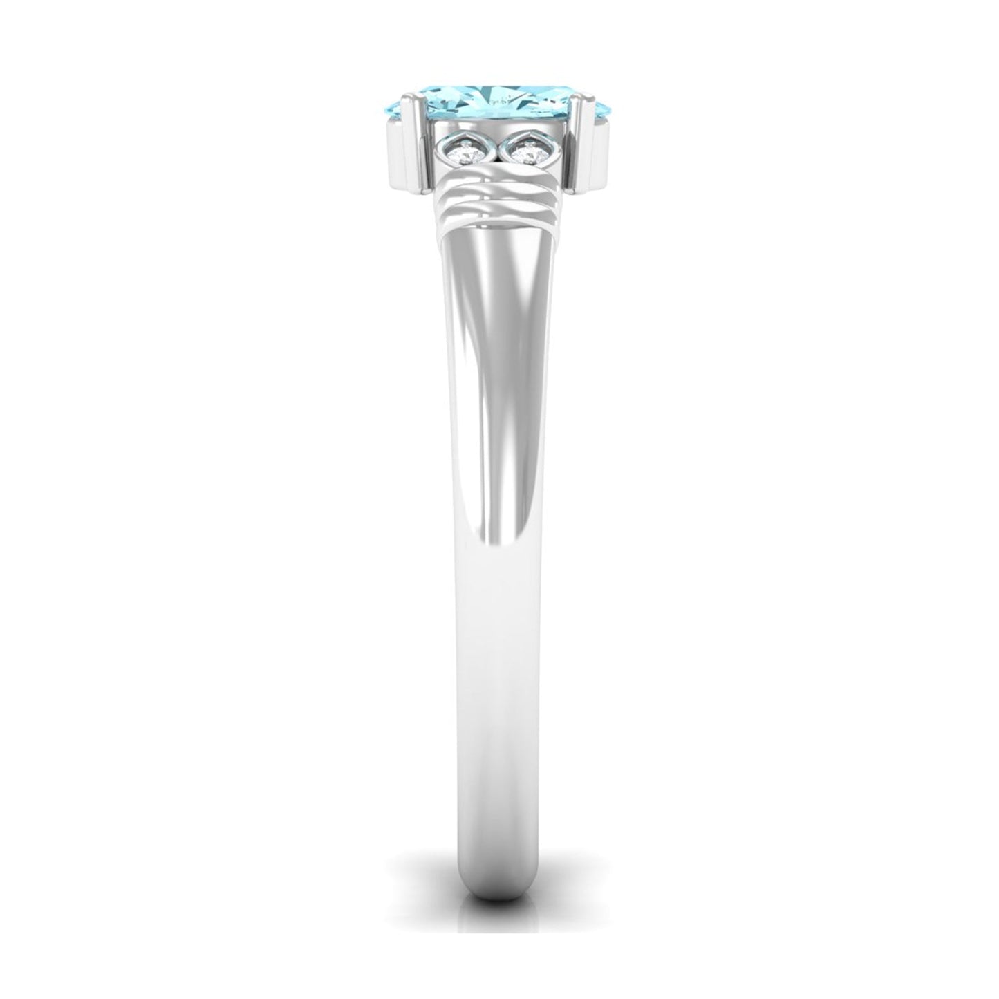 Natural 1 Carat Aquamarine Oval Engagement Ring with Diamond