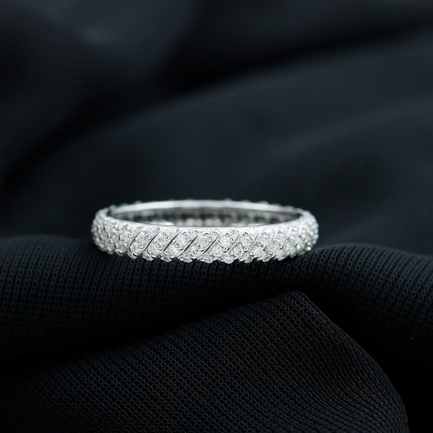 Elegant Moissanite Wedding Band Ring With Certificate