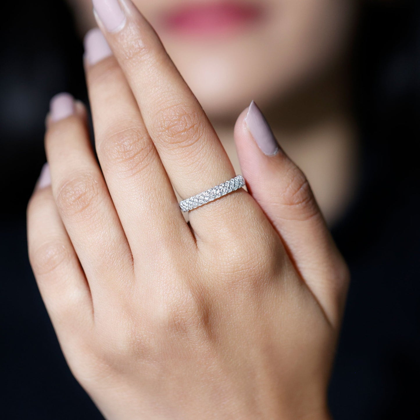 Elegant Moissanite Wedding Band Ring With Certificate