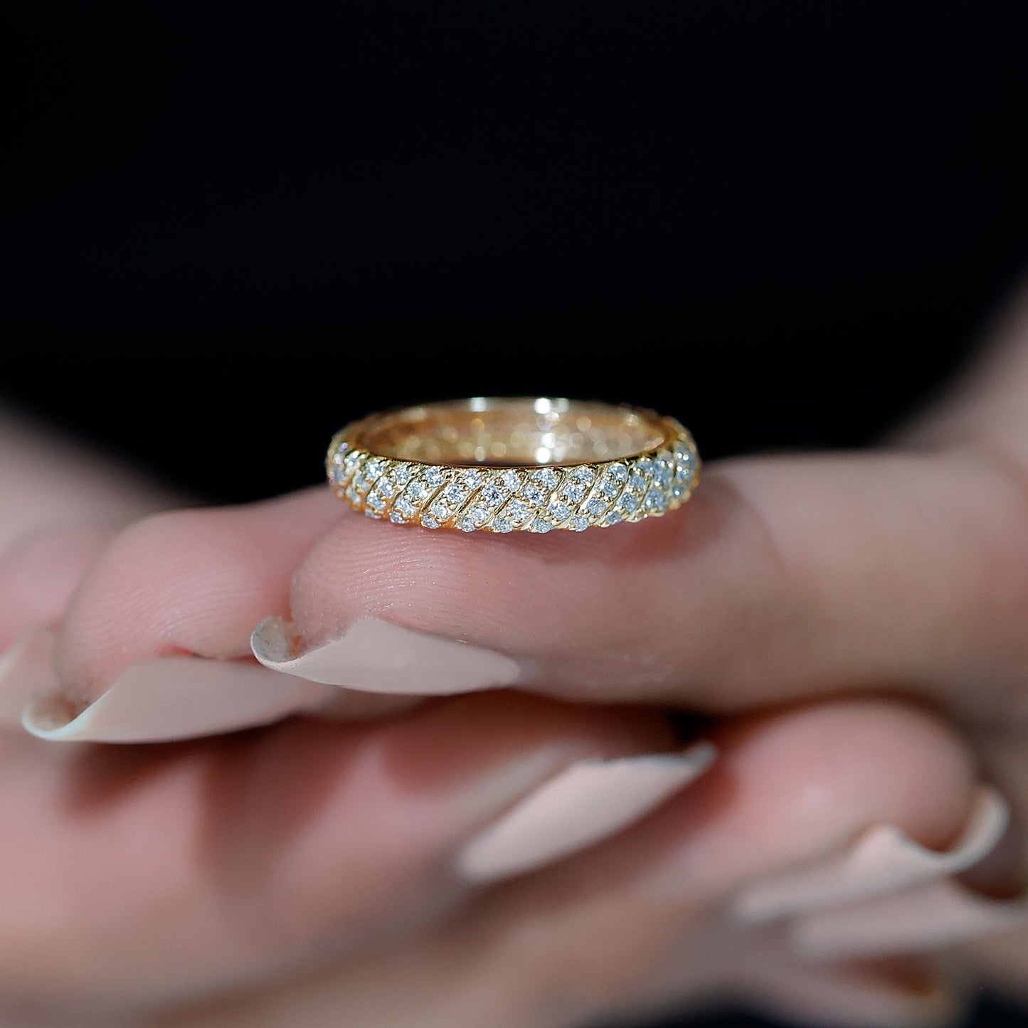 Elegant Moissanite Wedding Band Ring With Certificate
