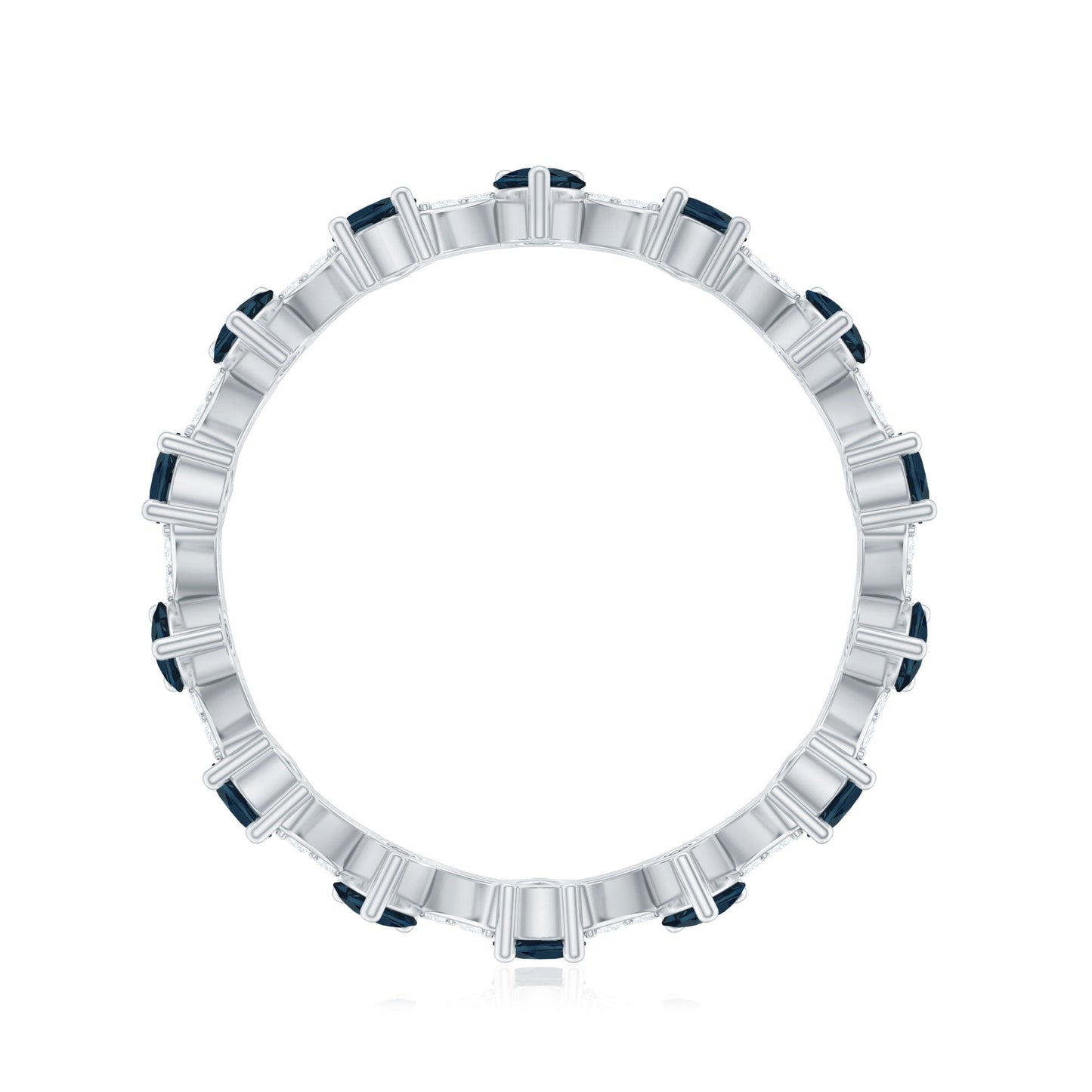 Pear Shape London Blue Topaz and Diamond Full Eternity Band