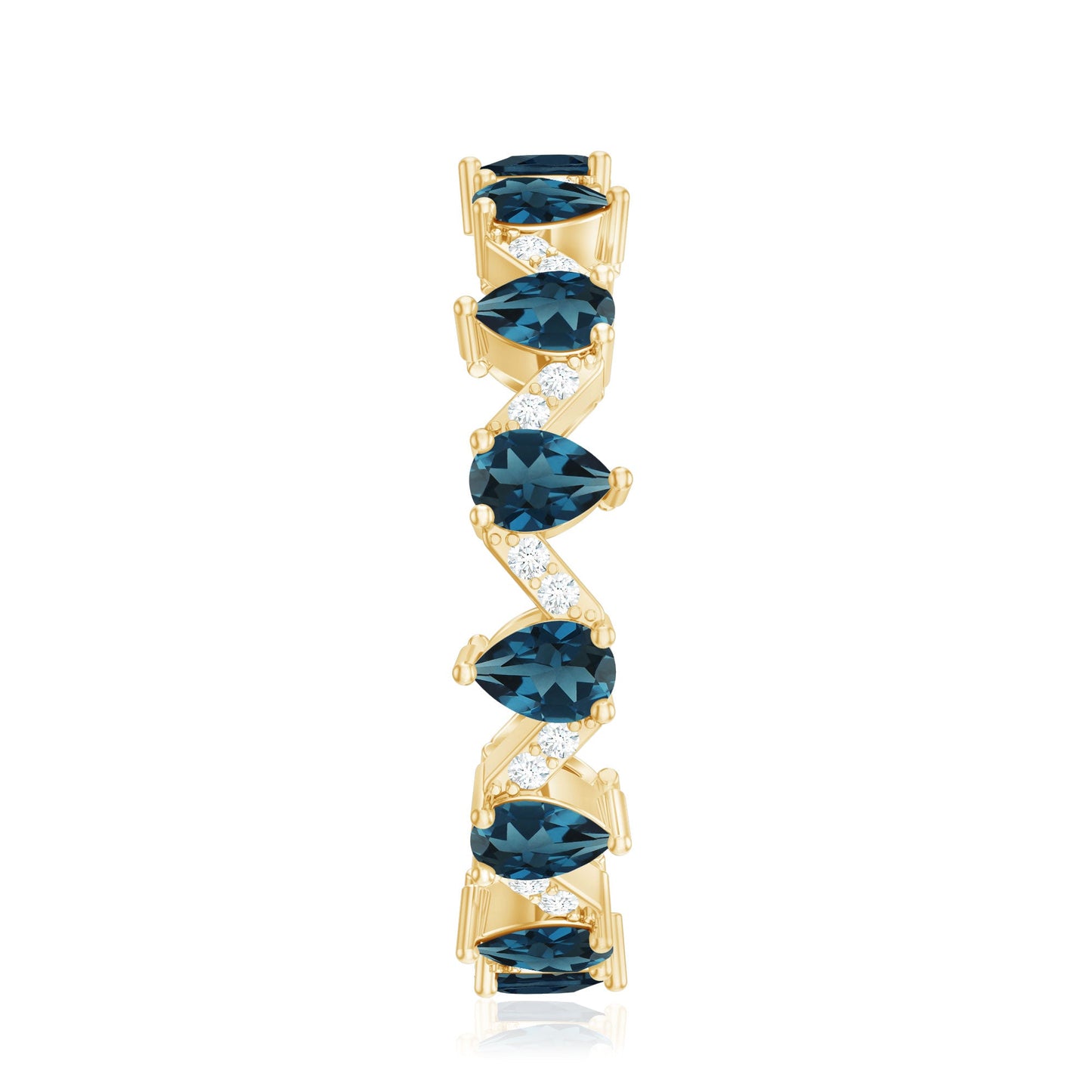 Pear Shape London Blue Topaz and Diamond Full Eternity Band