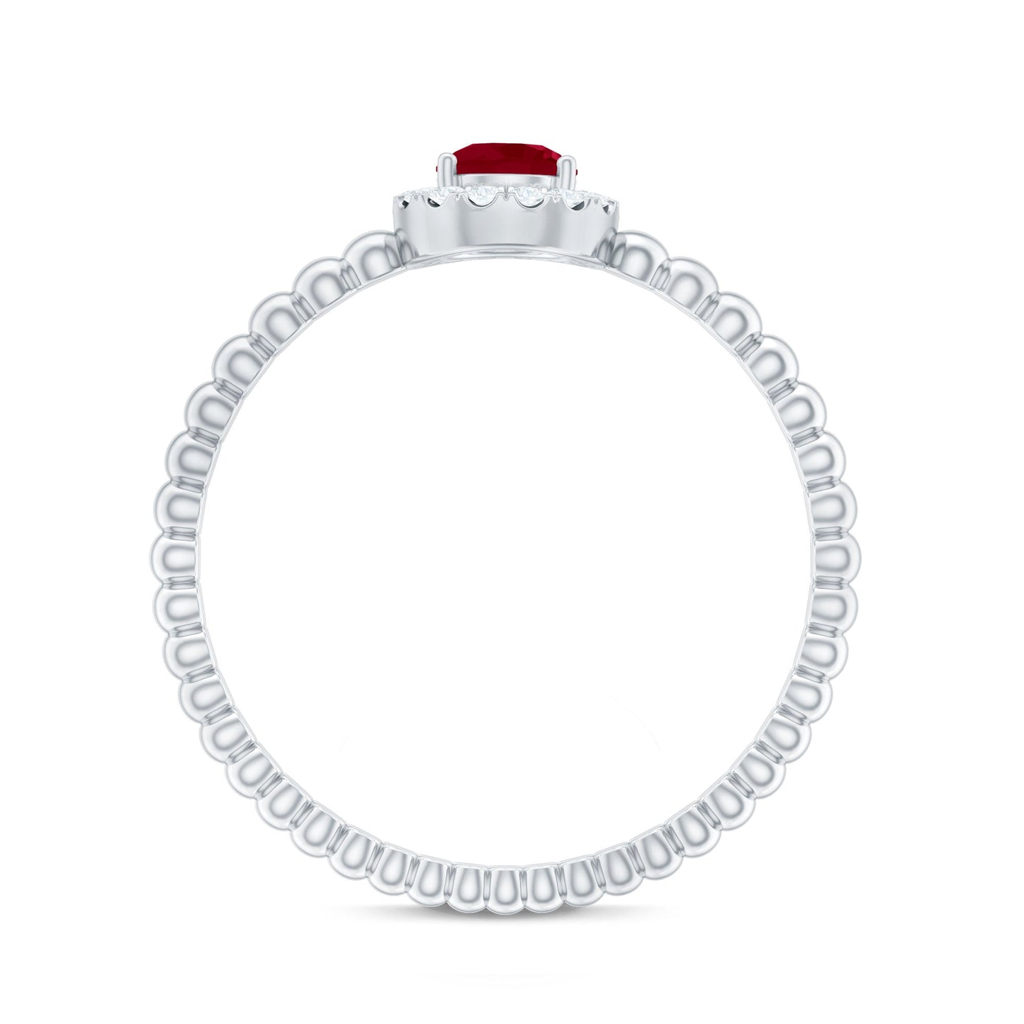 Natural Ruby Diamond Promise Ring with Bubble Shank