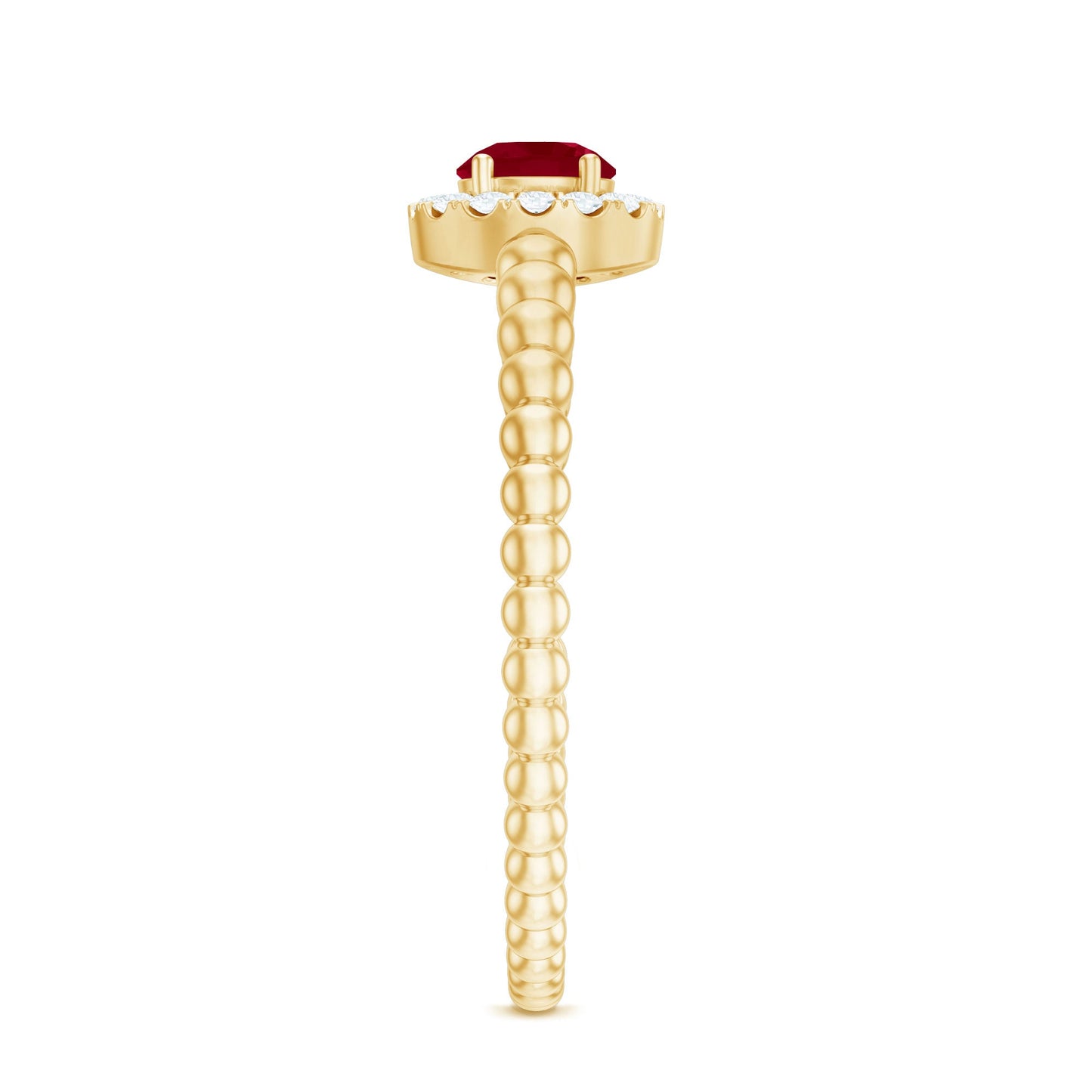 Natural Ruby Diamond Promise Ring with Bubble Shank